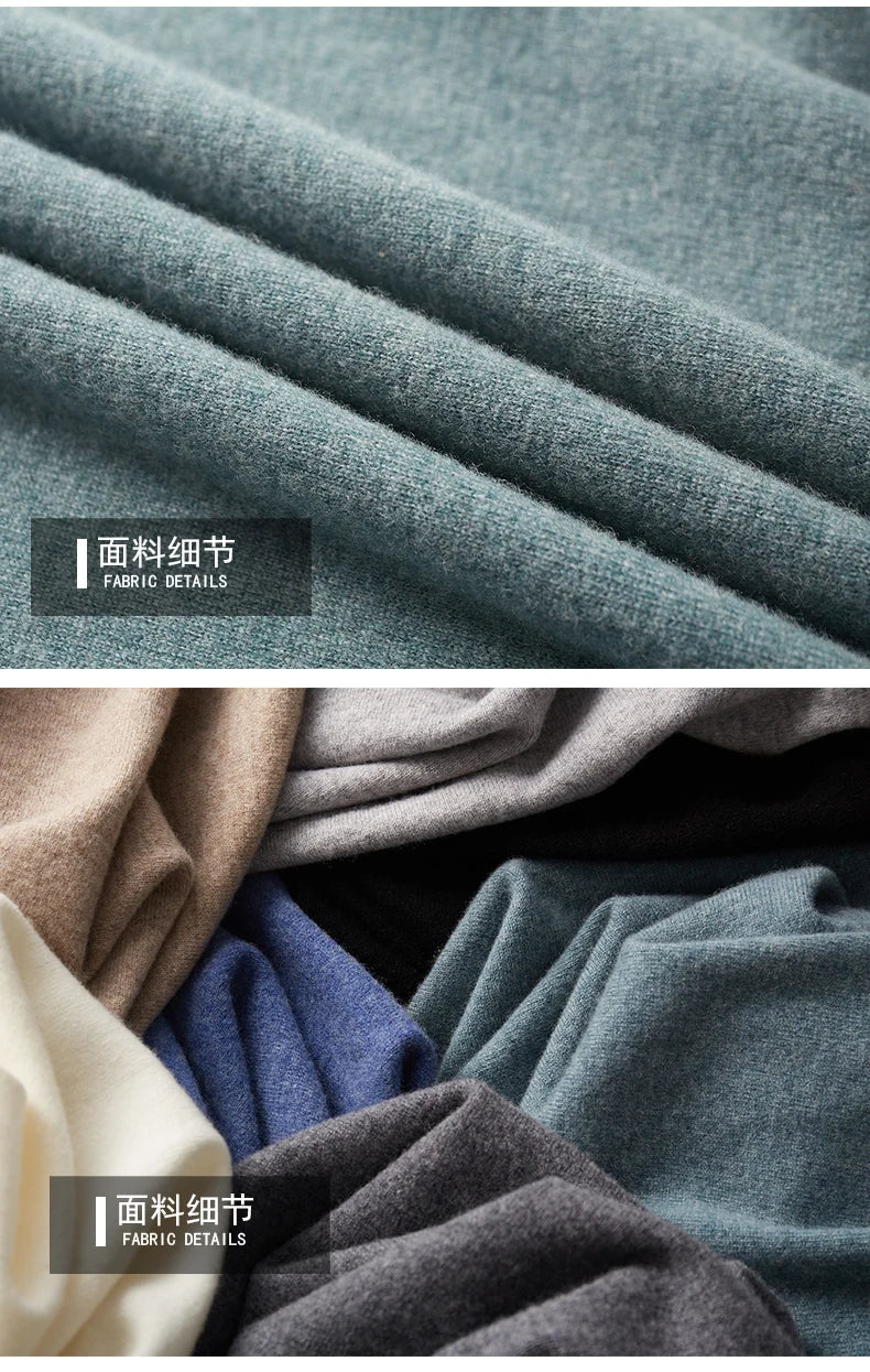 Autumn and winter new 100% pure merino wool pullover men's turtleneck cashmere sweater thickened warm  loose solid color top