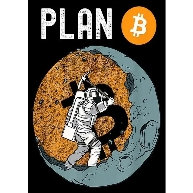 Crypto Astronaut Surfing Bitcoin Stock Market Poster Print  Funny Space Meme Wall Art Canvas Painting for Home Living Room Decor