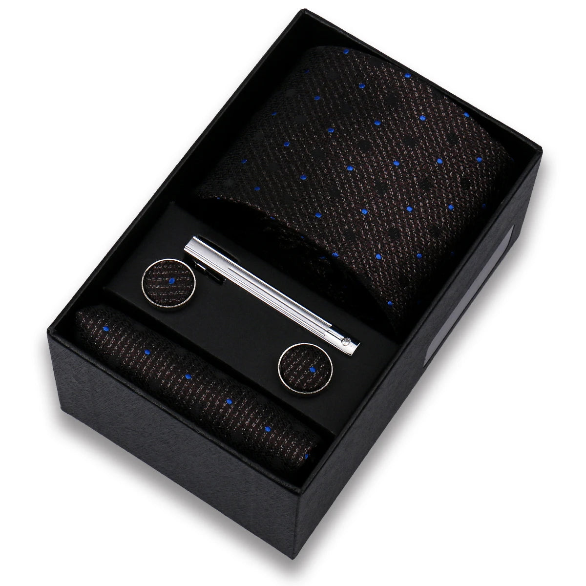 Tie Set For Men Silk Necktie Wedding Cufflinks Box Gift Tie Clip Men Pocket Square Necktie Luxury Business Gravatas