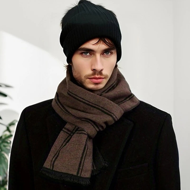 Cashmere Men Scarf Fashion Designer Winter Outdoor Windproof Warm Soft Classic Shawl Thicken Muffler Long Wraps Scarve Male