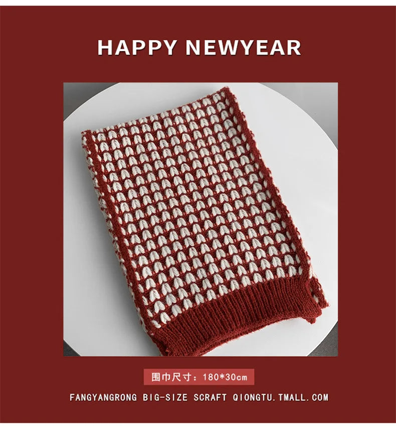 Ankela Red Scarf, Red Christmas Scarf, Winter Hot, 2024 New Style, Imitation Cashmere, Winter Warmth