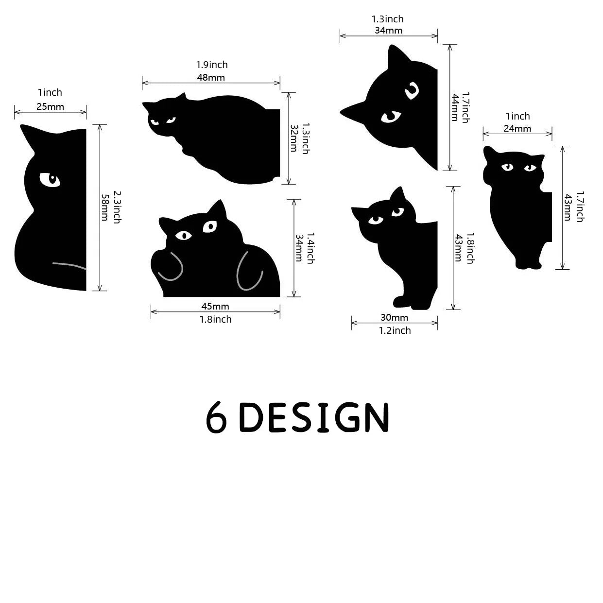 6pcs Black Cat Bookmark for Books Cute Cartoon Magnetic Page Clips Book Marker Unique Reading Gift A7405