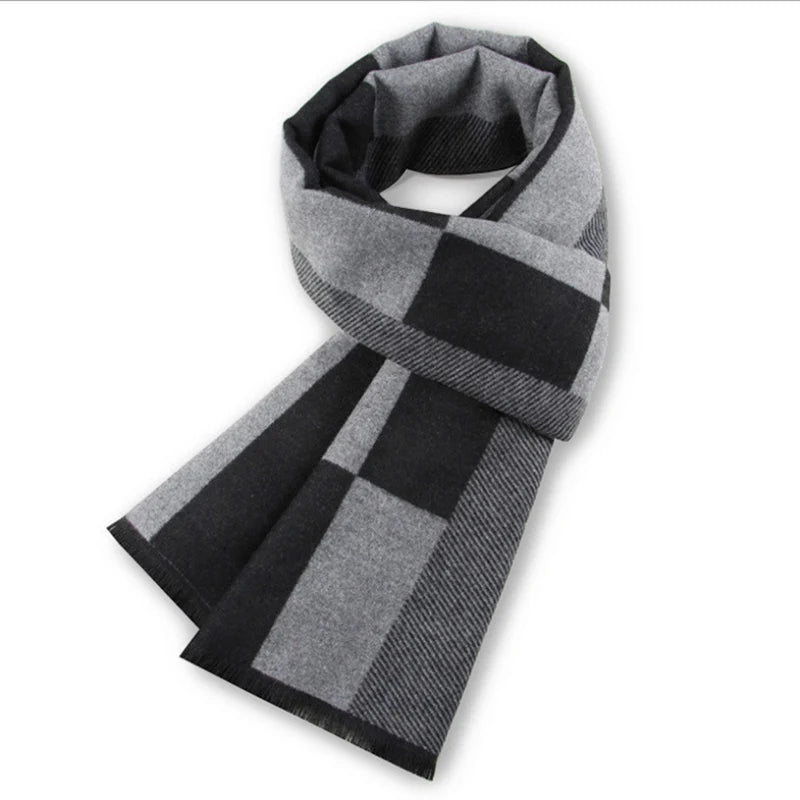 Cashmere Scarf For Men Winter Warm Shawl Big Neckerchief Casual Outdoor Warm Cashmere Scarf Soft Plaid Stripe Pashmina Men Gifts