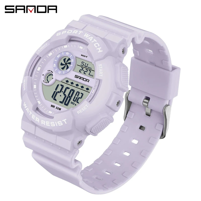 SANDA G Style Fashion Women Sport Watches Alarm Clock Waterproof Stopwatch LED Digital Women Electronics Chronograph Wrist Watch