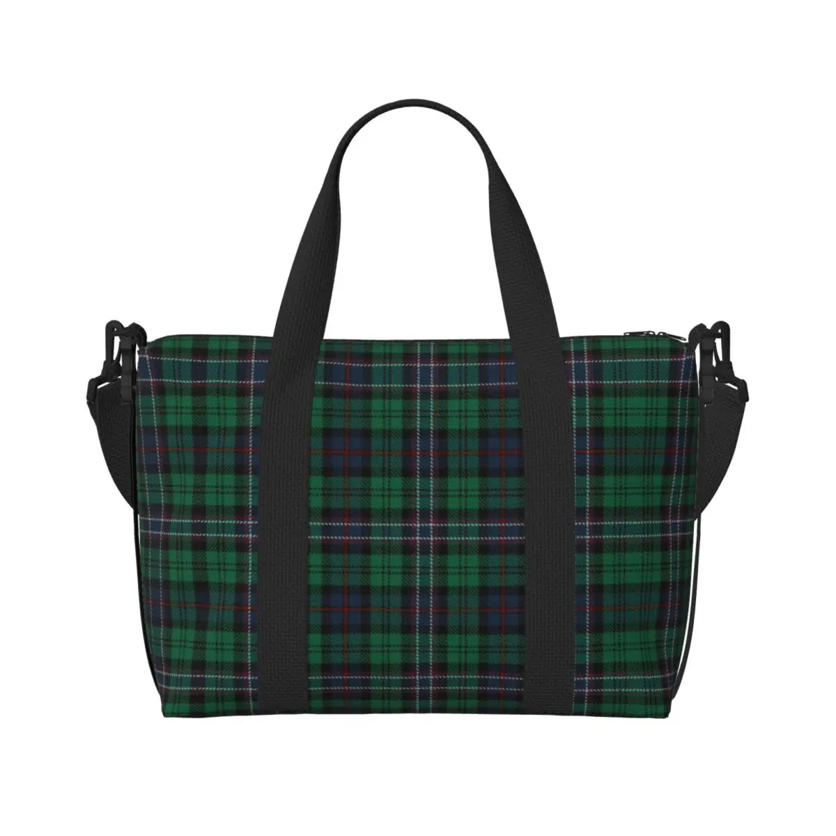 Custom Popular Tartan Plaid Beach Tote Bag for Women Extra Large Gym Carry On Geometric Gingham Check Texture Shopping Bags