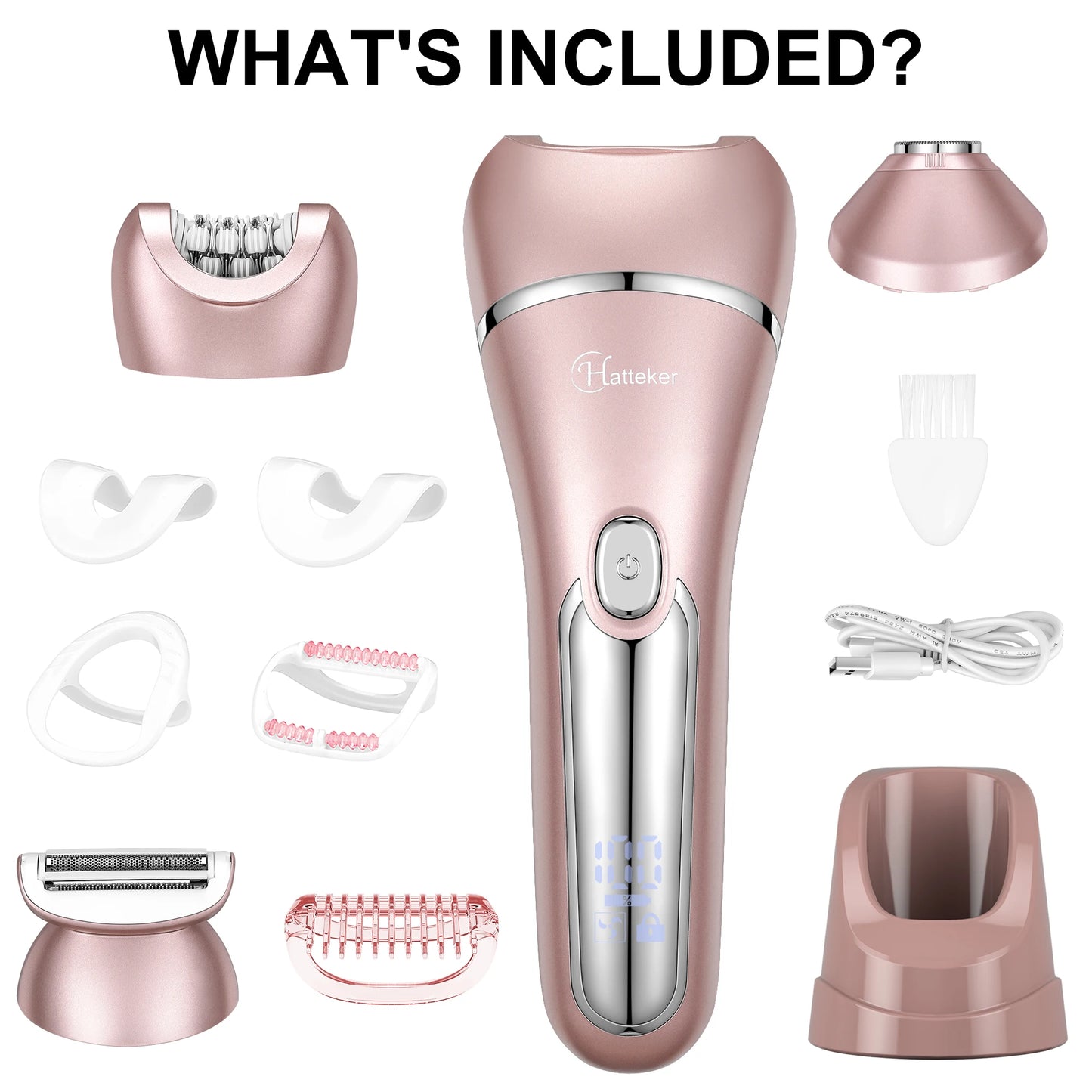 Hatteker Electric Epilator Hair Removal for Women 3 in 1 Shaver for Legs Arms Underarms Bikini Public Hair Wet Dry Razor