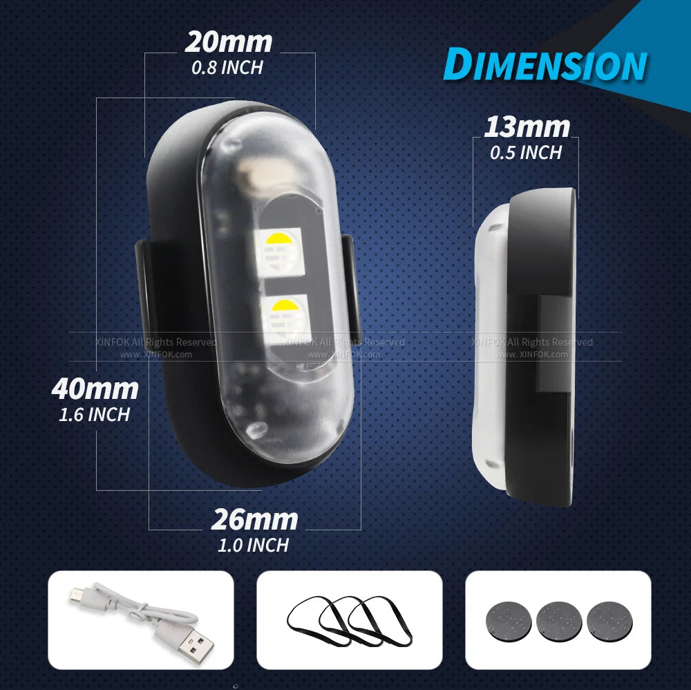 Motorcycle Lights Mini Signal Light Drone Strobe Light 7 Colors Turn Signal LED For Car Bike