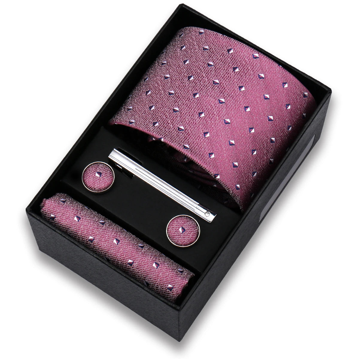 Tie Set For Men Silk Necktie Wedding Cufflinks Box Gift Tie Clip Men Pocket Square Necktie Luxury Business Gravatas