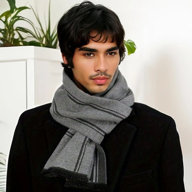 Cashmere Men Scarf Fashion Designer Winter Outdoor Windproof Warm Soft Classic Shawl Thicken Muffler Long Wraps Scarve Male