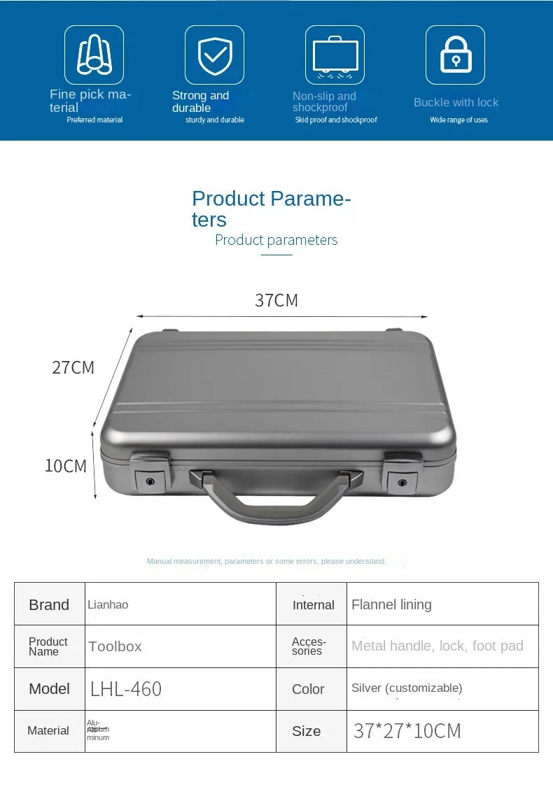 High quality aluminum alloy suitcase, business document box, computer bag, equipment toolbox, money, safe , instrument box