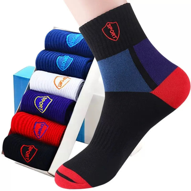 5 Pairs Of Men's Socks, Autumn And Winter Vintage Fun Fashion Athletic Socks, Sports Trend Socks