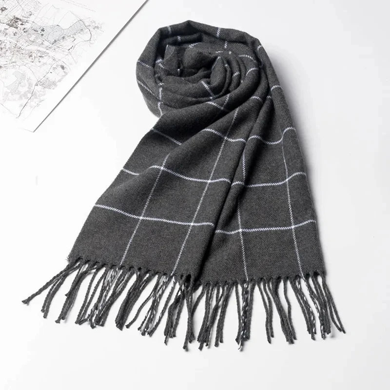 2024 New Winter Men Scarf Keep Warm Cashmere Scarves Casual Brand Designer Pashmina Neckerchief Tassel Business Shawl Wrap