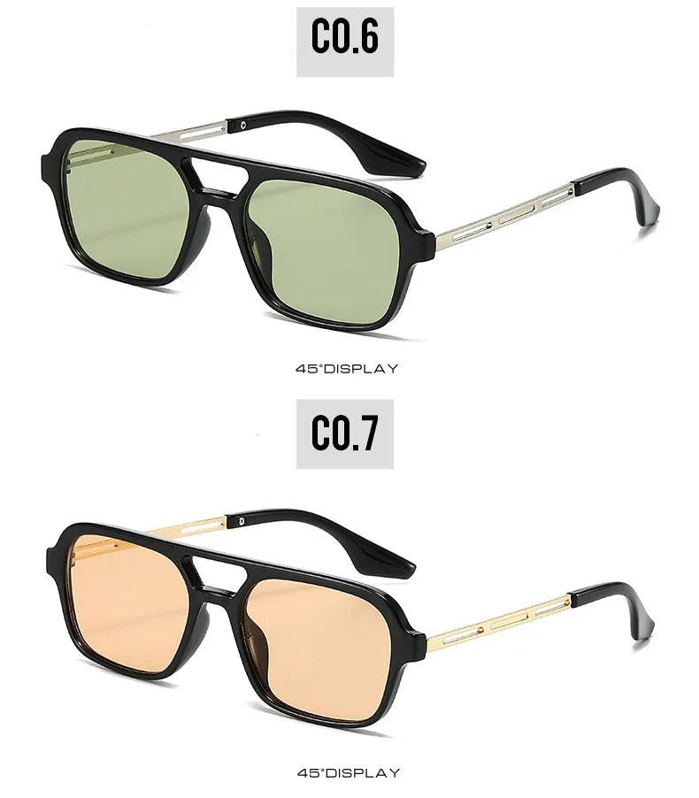 Small Square Frame Double Beam Sunglasses Men And Women Pilot Retro Sunglasses Classic Sunglasses