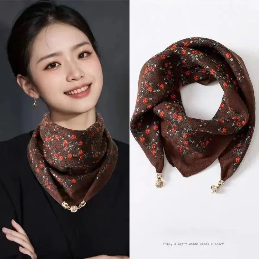 Hot Magnetic Triangle Neck Protection Scarf for Women in Autumn and Winter 2025 New Cotton and Linen Scarf High-end Neck Scarf ﻿