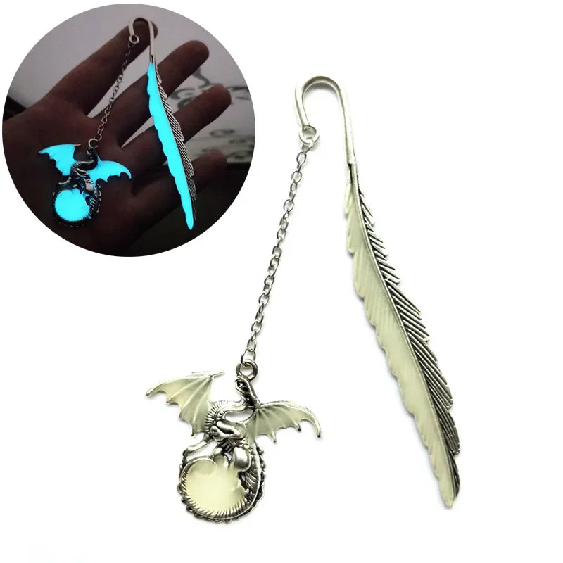 Cute Luminous Metal Feather Bookmarks  Owl Dragonflies Butterflies Book Marks for Teachers Gift Beautiful Book Accessories