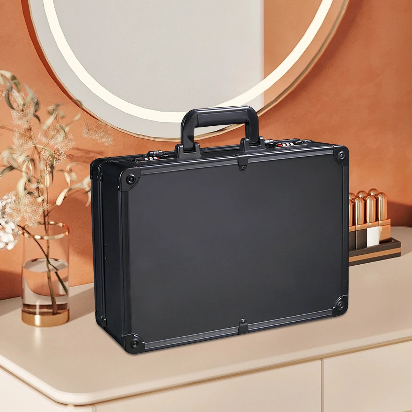 Large Barber Beauty Salon Tool Kit Storage Travel Suitcase Barber Portable Barber Stylist Suitcase - Black