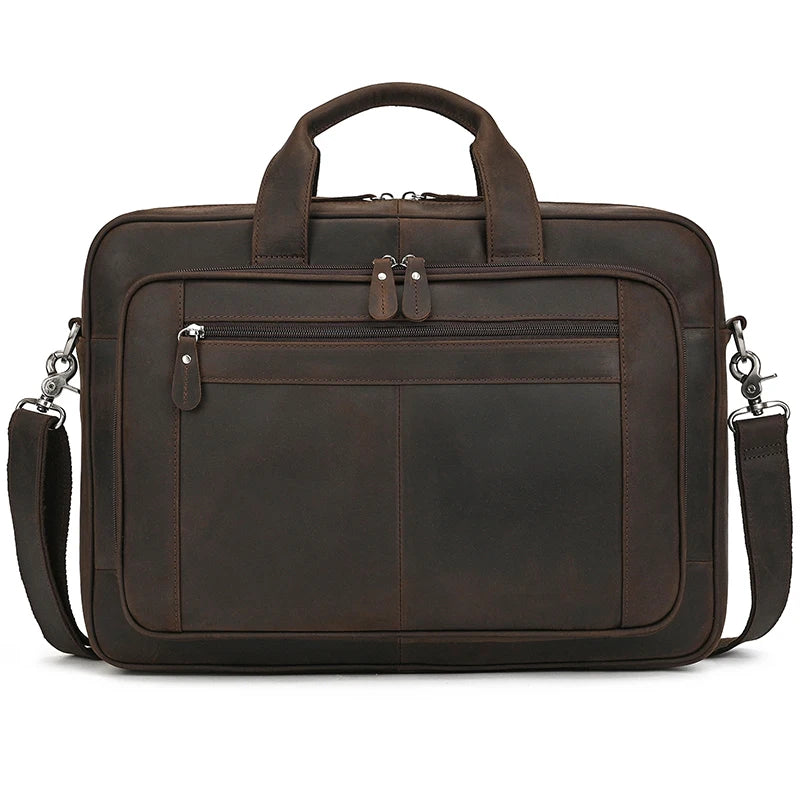 17.3 Inch Laptop Briefcase Genuien Leather Laptop Bag Business Travel Tote Bags Handbags For Men Male Large Brief Case Bag Retro