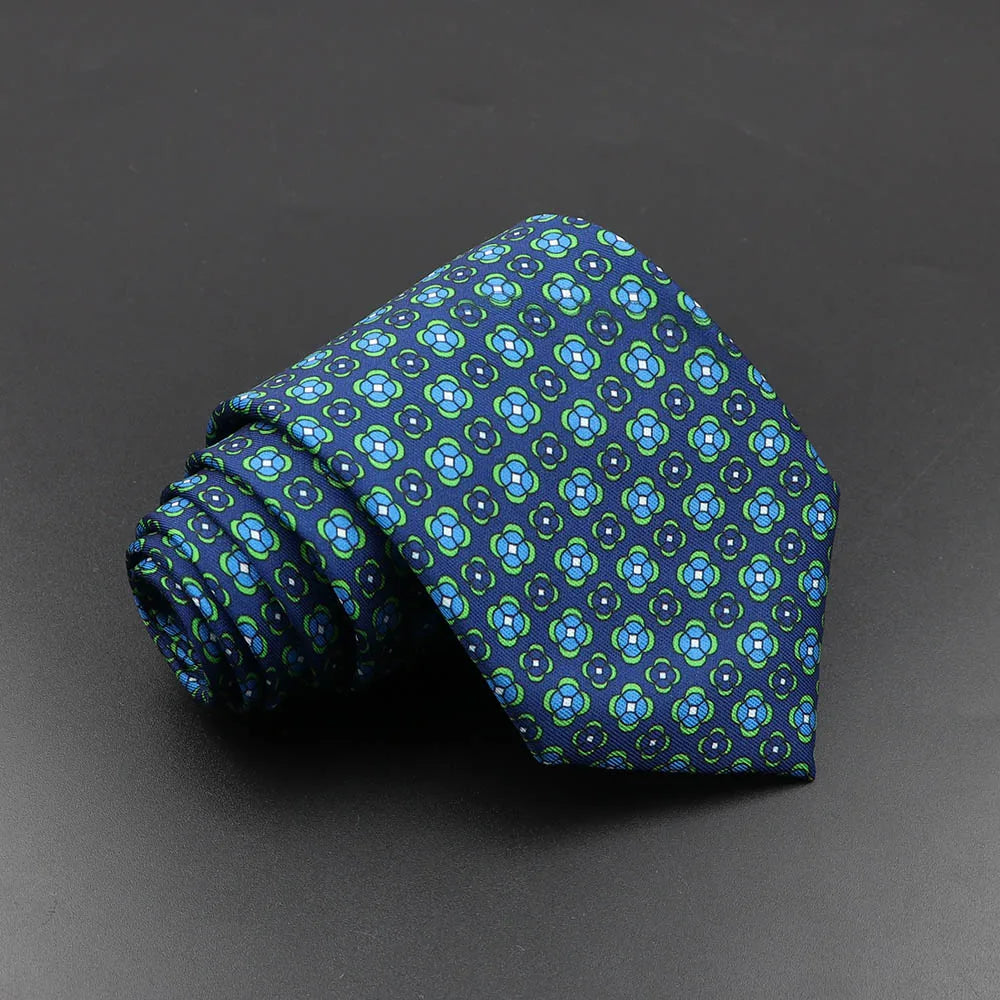 Men's Fashion Silk Tie 7.5cm Soft Novelty Necktie Blue Green Orange Color Ties For Men Dot Floral Bowtie Wedding Business Gift