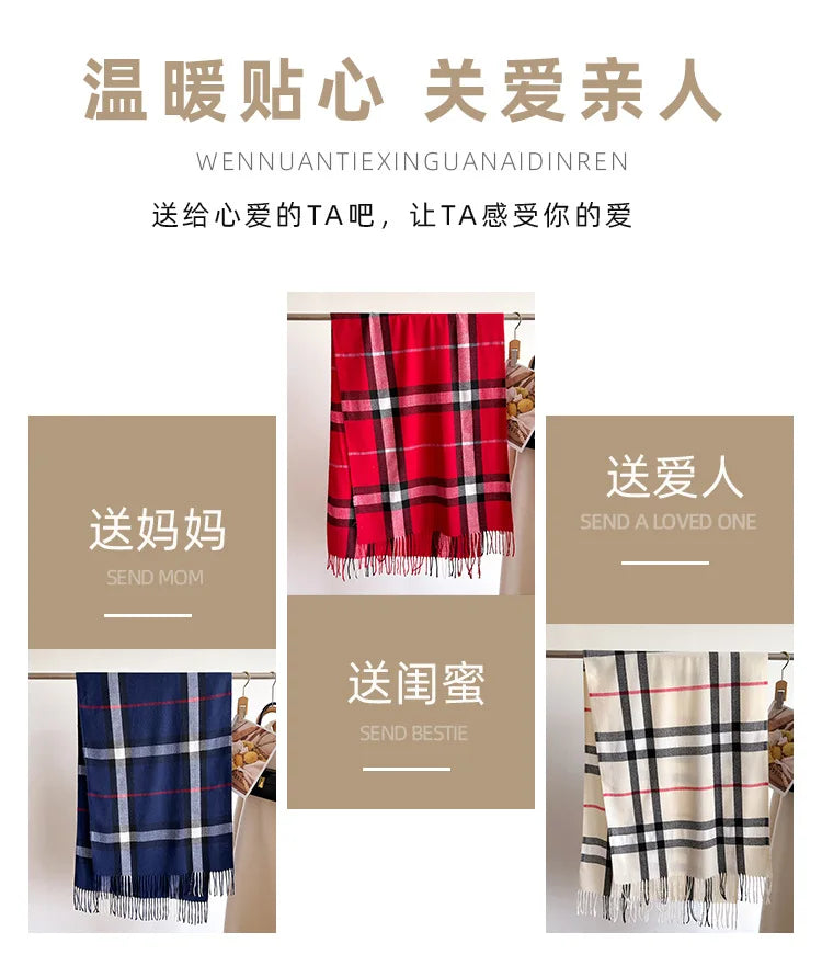 Autumn Winter Fashion Cashmere Imitation Scarf Men Women Warm Thickening Shawl Neckerchief Scarves Accessories Bufanda Tassel