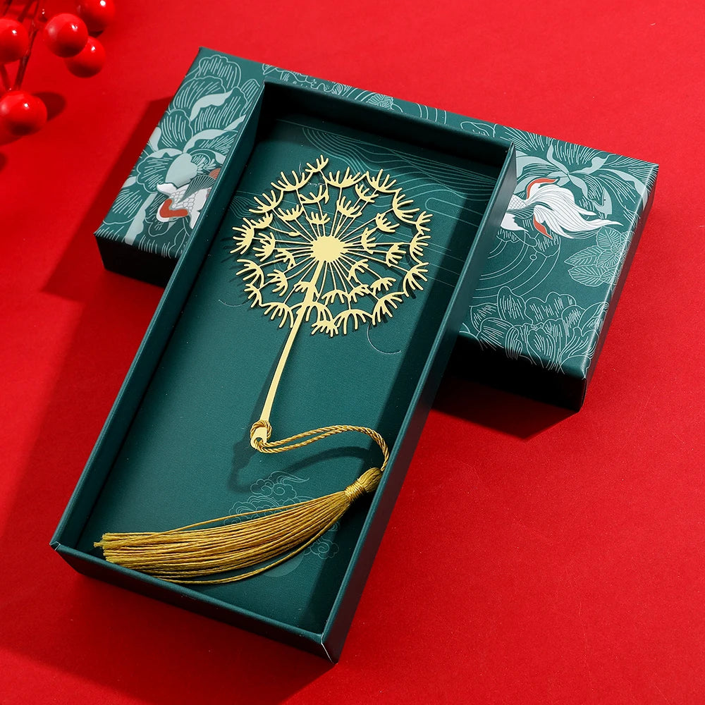 Chinese Style Handmade Book Mark Golden Rose Lotus Flower Bookmarks Reading Marker for Book Lover Gifts for Friend Collection