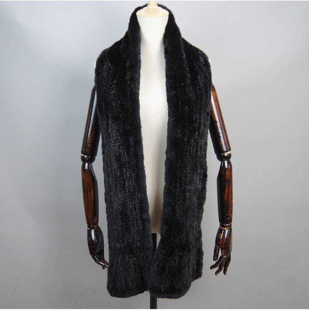 2024 Lady Luxury Authentic Mink Fur Shawl Scarf Winter 100%Natural Mink Fur Real Scarf Shawl Fashion Genuine Mink Fur Ponchos