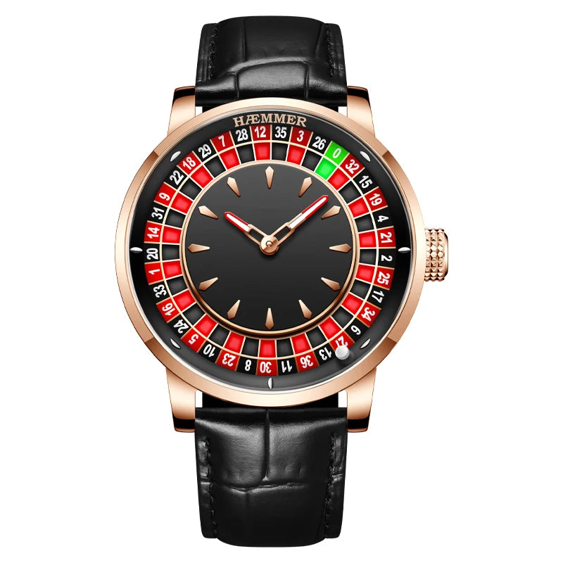 HAEMMER high-end design new mechanical watch NH35 rotating dial Las Vegas roulette desktop theme men's luminous waterproof watch