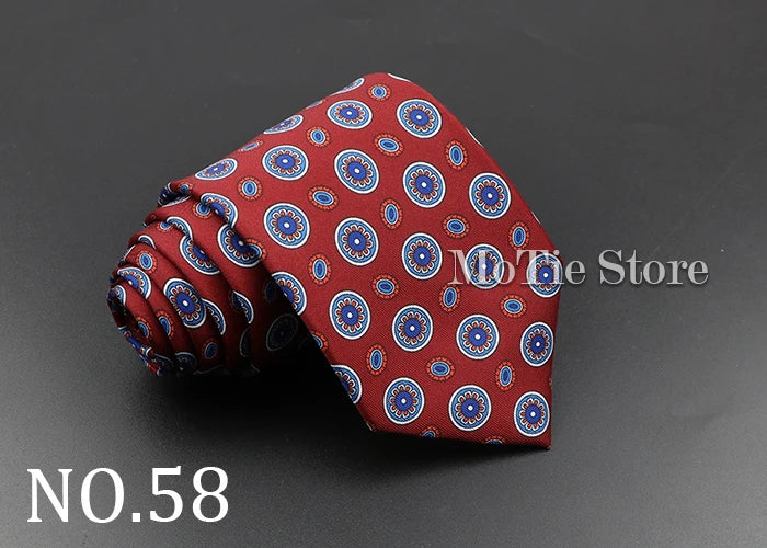 Men's Fashion Silk Tie 7.5cm Soft Novelty Necktie Blue Green Orange Color Ties For Men Dot Floral Bowtie Wedding Business Gift