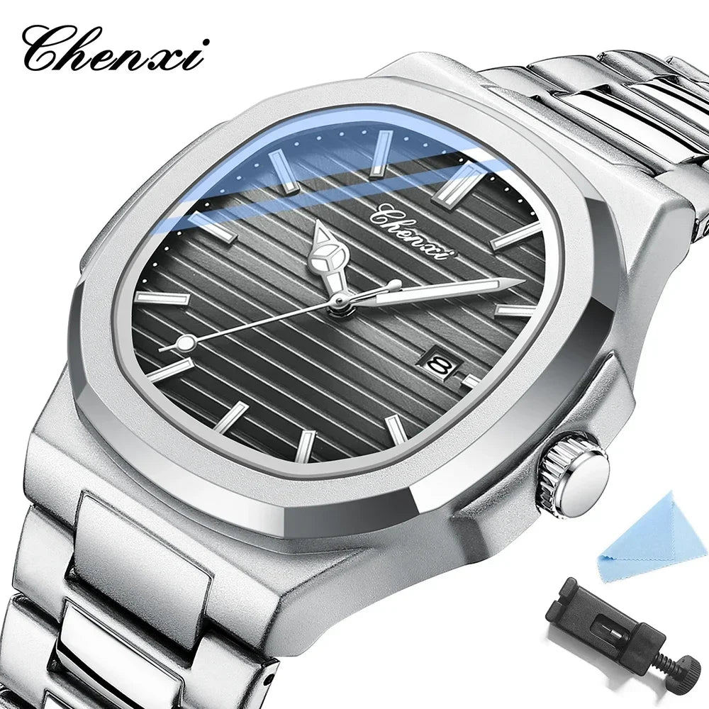 CHENXI 8222 Luxury Gold Stainless Steel Luminous Casual Business Watch For Men Fashion Quartz Wristwatches Waterproof