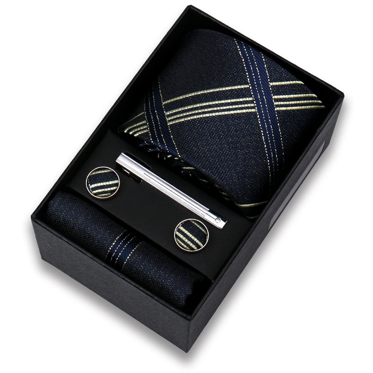 Tie Set For Men Silk Necktie Wedding Cufflinks Box Gift Tie Clip Men Pocket Square Necktie Luxury Business Gravatas