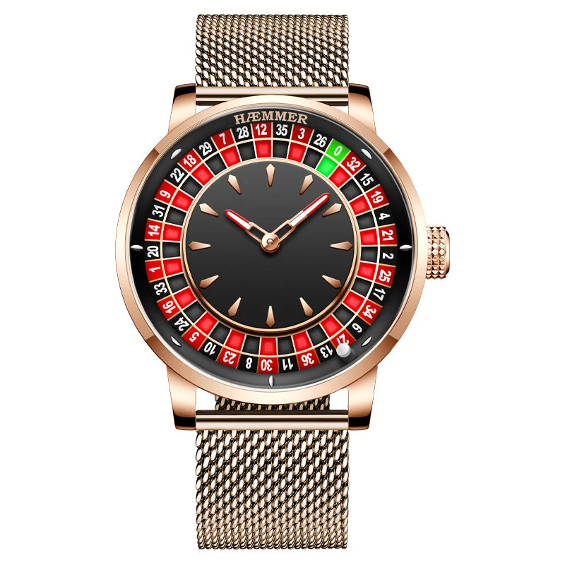 HAEMMER high-end design new mechanical watch NH35 rotating dial Las Vegas roulette desktop theme men's luminous waterproof watch