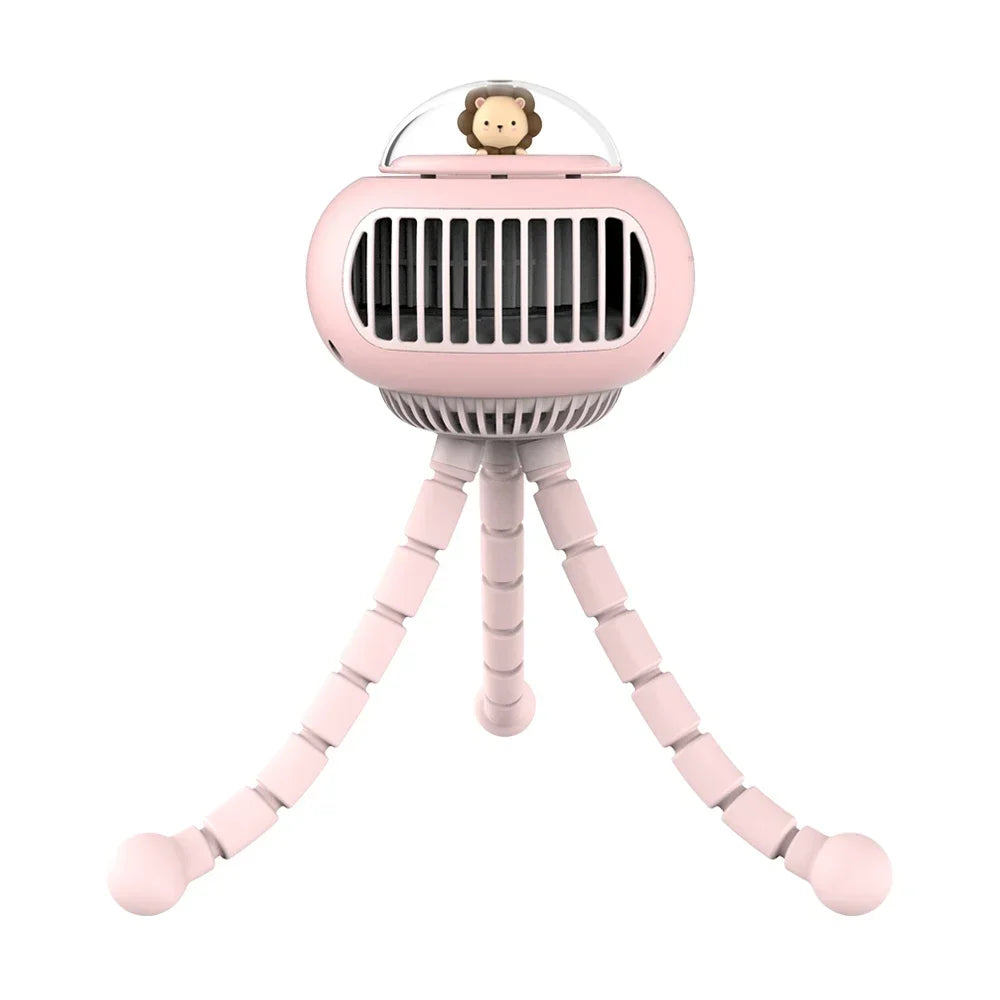 Mini Flexible Air Conditioner 3600mAh USB Chargeable Stroller Cooling Fan 130° Auto Rotation Quiet Wind Handheld for Outdoors