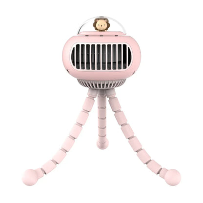 Mini Flexible Air Conditioner 3600mAh USB Chargeable Stroller Cooling Fan 130° Auto Rotation Quiet Wind Handheld for Outdoors