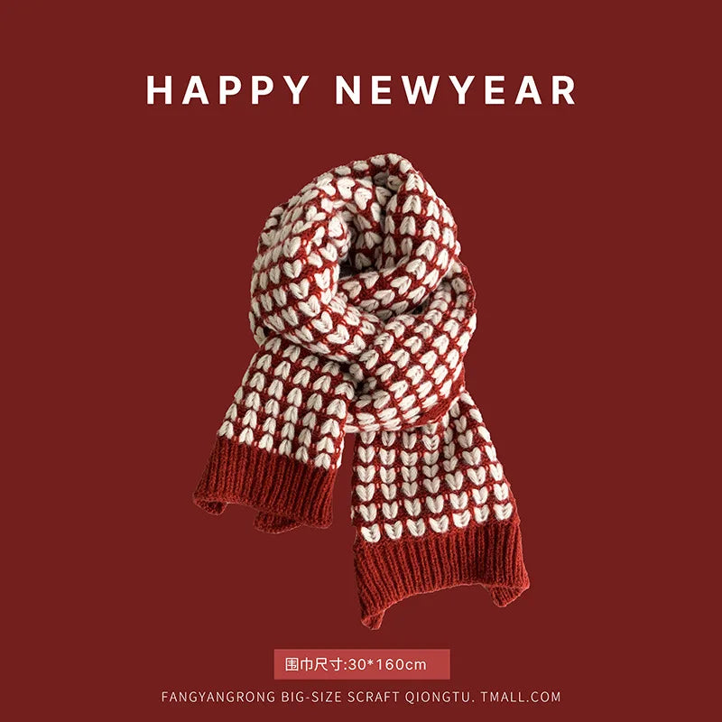 Ankela Red Scarf, Red Christmas Scarf, Winter Hot, 2024 New Style, Imitation Cashmere, Winter Warmth