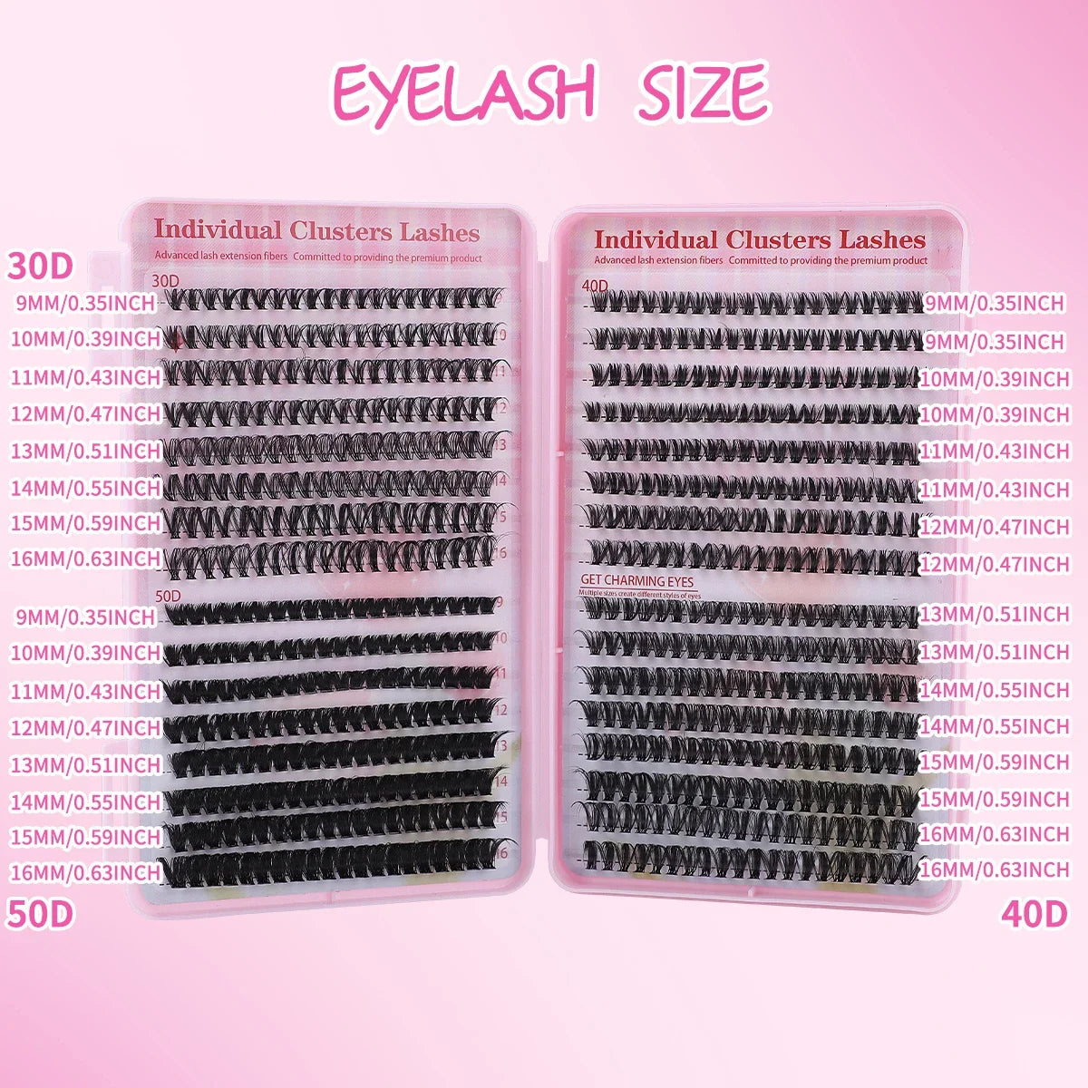 Lash Extension Kit 640 Pcs 3D Thick Fluffy Lash Clusters 30+40+50D 9-16mm Eyelash Set Individual Lashes with Bond and Remover