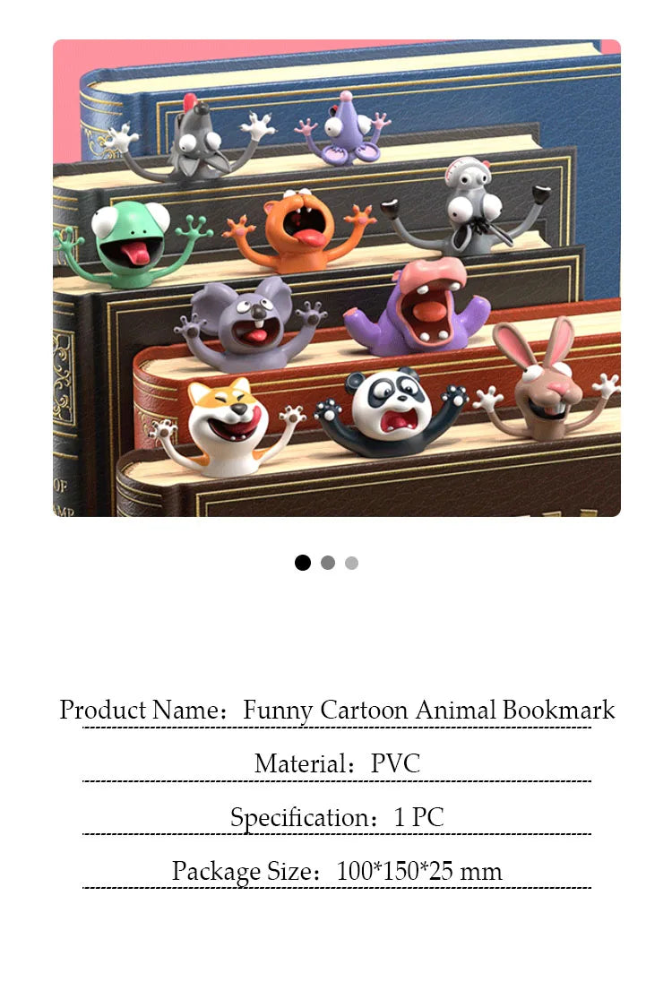 MOHAMM 1 Piece Funny 3D Stereoscopic Cartoon Animal Bookmark for Reading Lovers Student School Supplies Nice Gift