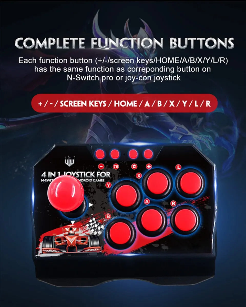 GAMINJA NS002 4 In 1 Retro Arcade Console Game Joystick Rocker Fighting Controller for Nintendo Switch PS3 PC Android TV