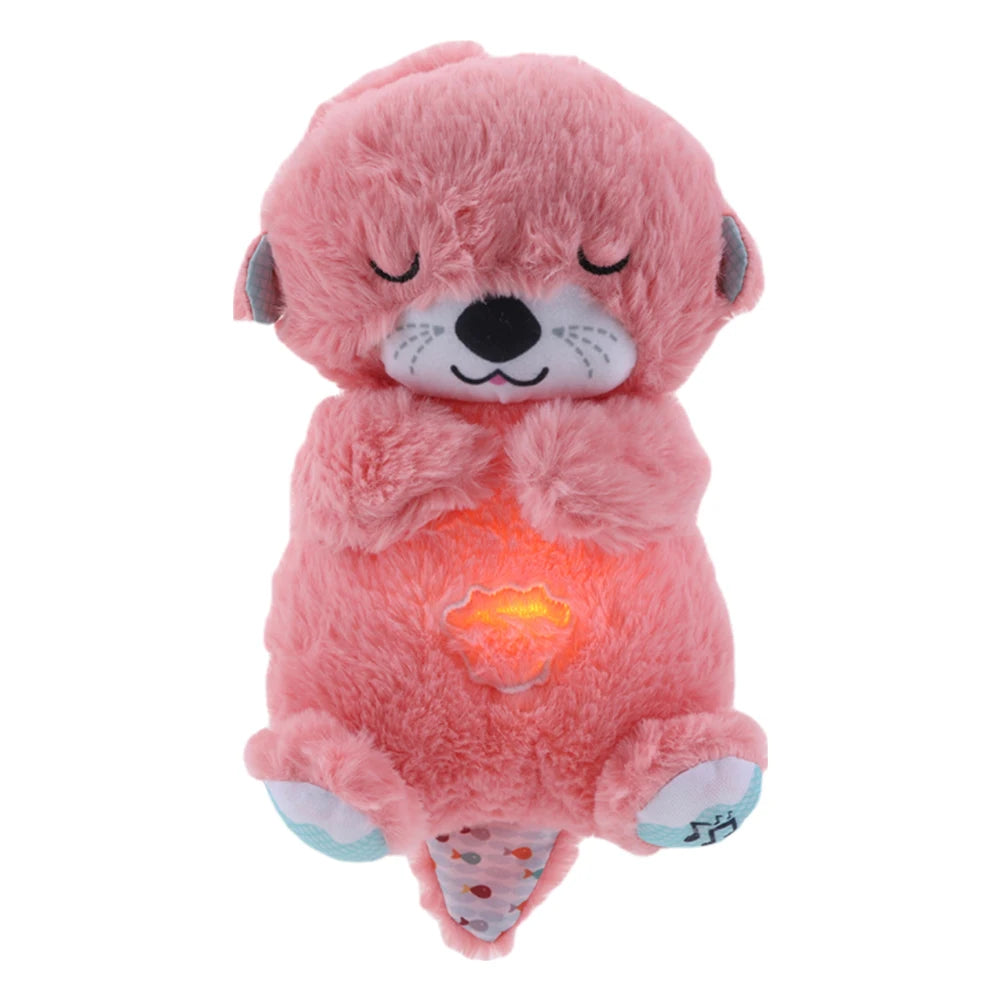 Baby Plush Doll Breathing Bear Baby Soothing Otter Toy Kids Music Sleep Playmate Sleeping Companion Sound Light Doll Toy Gifts