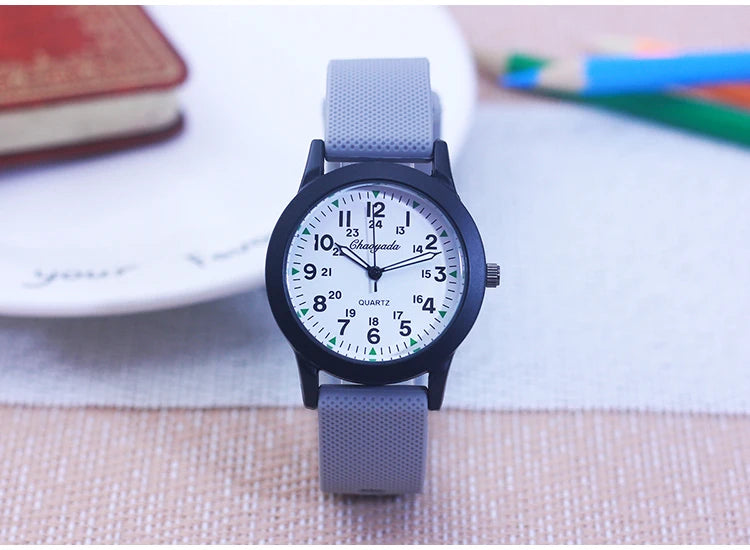 2024 New Style Children Boys Girls Simple 24 Hours Luminous Hands Sports Silicone Strap Watches Jelly Colors Quartz Wristwatches