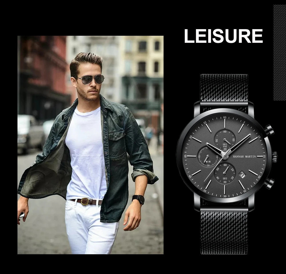 Top Men Watch Brand Business Style Stainless Steel Fashion Waterproof Sports Multifunctional Quartz Wristwatch Relogio Masculino