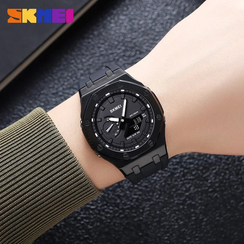 SKMEI 2243 Waterproof Night Glow Electronic Watch  Student Electronic Watch Multi functional Sports  Men's Watch