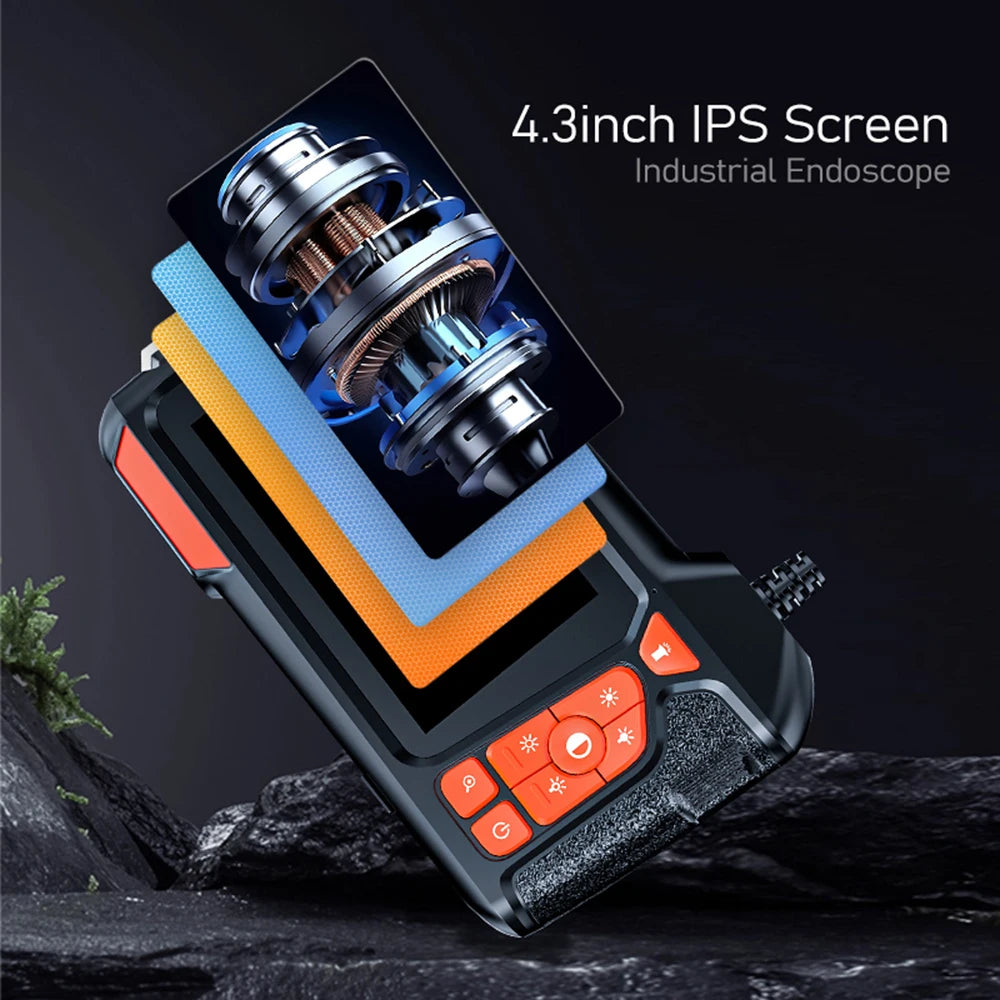 Industrial Endoscope Camera 4.3 inch LCD HD 5.5MM Lens P67 Waterproof Snake Camera LED Lights for Automotive Engine Drain Wall