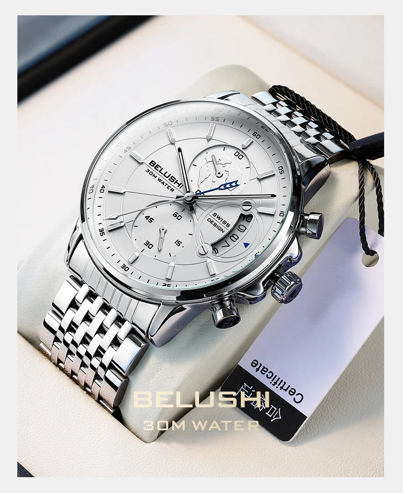 BELUSHI New Fashion Sport Quartz Watches Men Luxury Business Watch Waterproof Wristwatches Male Clock Relogio Masculino