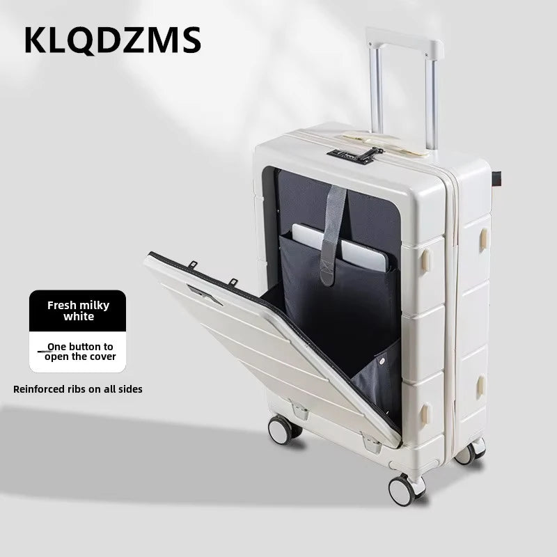 KLQDZMS 24"26Inch Laptop Suitcase 20" Front Opening Boarding Box ABS + PC Trolley Case USB Charging Carry-on Travel Luggage