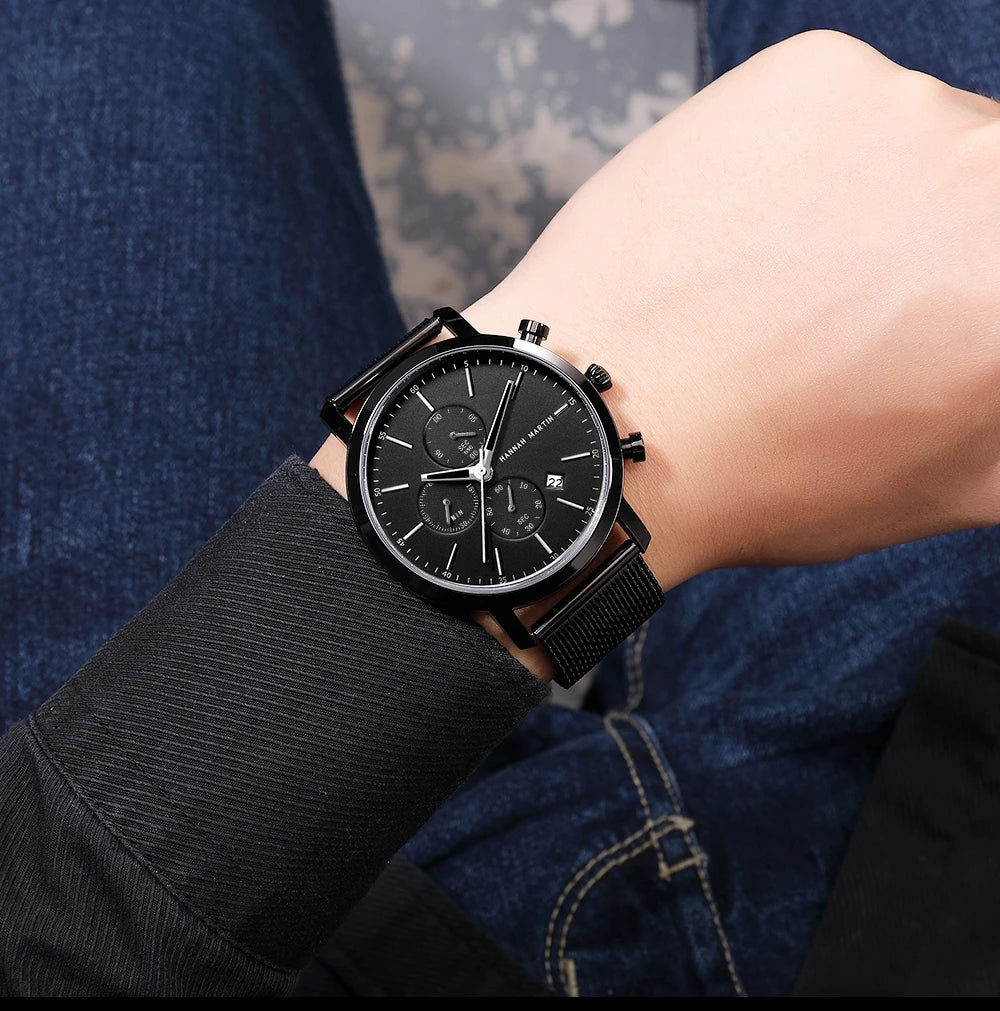 Top Men Watch Brand Business Style Stainless Steel Fashion Waterproof Sports Multifunctional Quartz Wristwatch Relogio Masculino