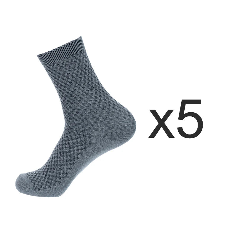 5 Pairs/Lot Men's High Quality Bamboo Fiber Socks Sweat Absorbent Breathable Medium Tube Socks Business Casual Solid Color Socks