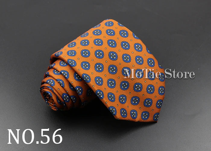 Men's Fashion Silk Tie 7.5cm Soft Novelty Necktie Blue Green Orange Color Ties For Men Dot Floral Bowtie Wedding Business Gift