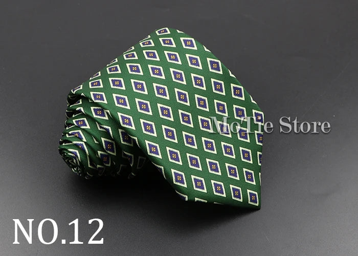 Men's Fashion Silk Tie 7.5cm Soft Novelty Necktie Blue Green Orange Color Ties For Men Dot Floral Bowtie Wedding Business Gift