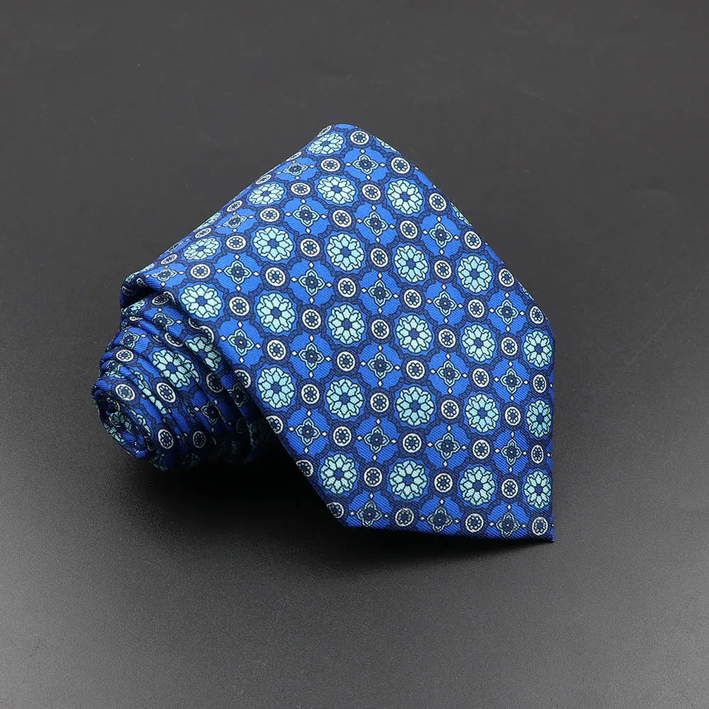 Men's Fashion Silk Tie 7.5cm Soft Novelty Necktie Blue Green Orange Color Ties For Men Dot Floral Bowtie Wedding Business Gift