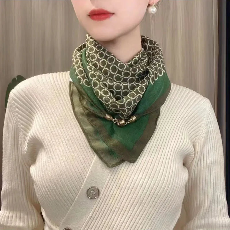 Hot Magnetic Triangle Neck Protection Scarf for Women in Autumn and Winter 2025 New Cotton and Linen Scarf High-end Neck Scarf ﻿