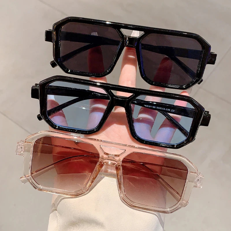 KAMMPT Trendy Square Decoration Shades Retro Oversize Gradient Women Sunglasses Men's Brand Sun Glasses for Driving Fishing